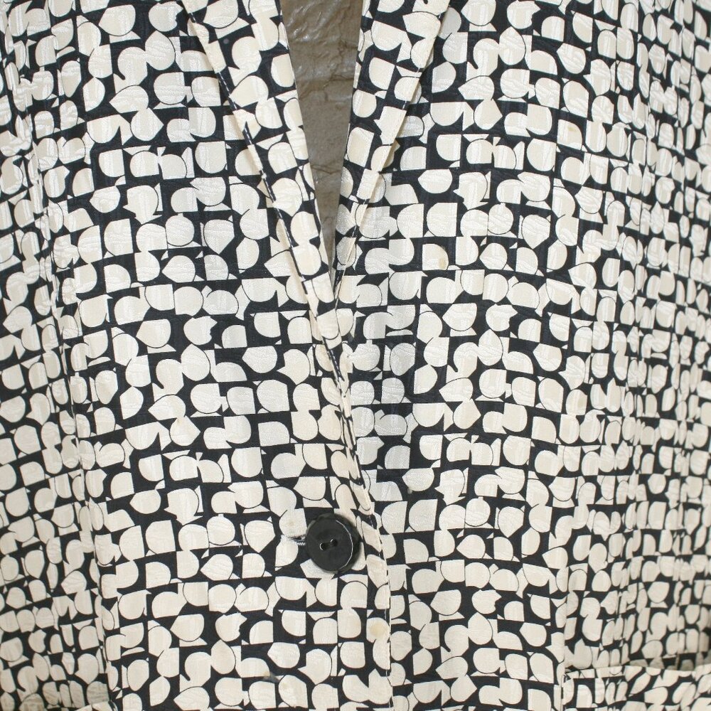 VINTAGE LIZ CLAIBORNE Silk Blazer Jacket Oversized Geometric Abstract Black 8 - Picture 2 of 16
